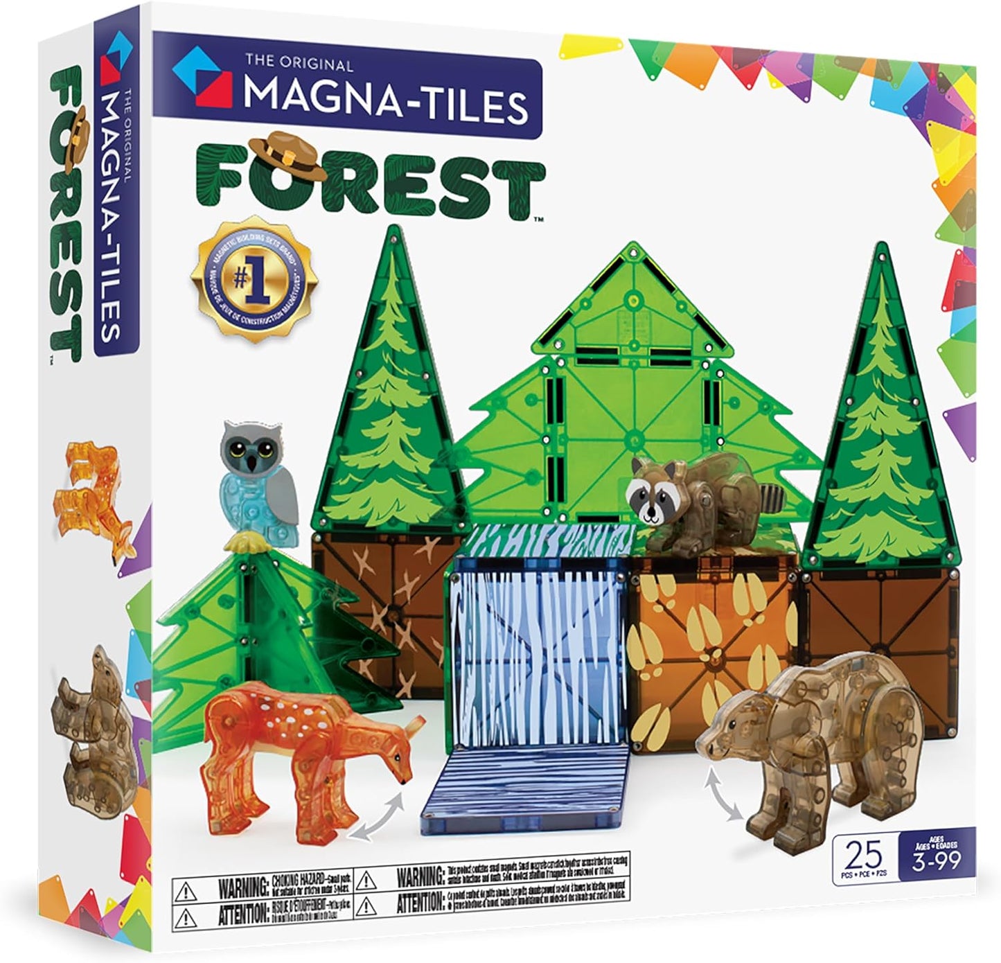MAGNA-TILES Forest Animals 25-Piece Magnetic Construction Set, The ORIGINAL Magnetic Building Brand