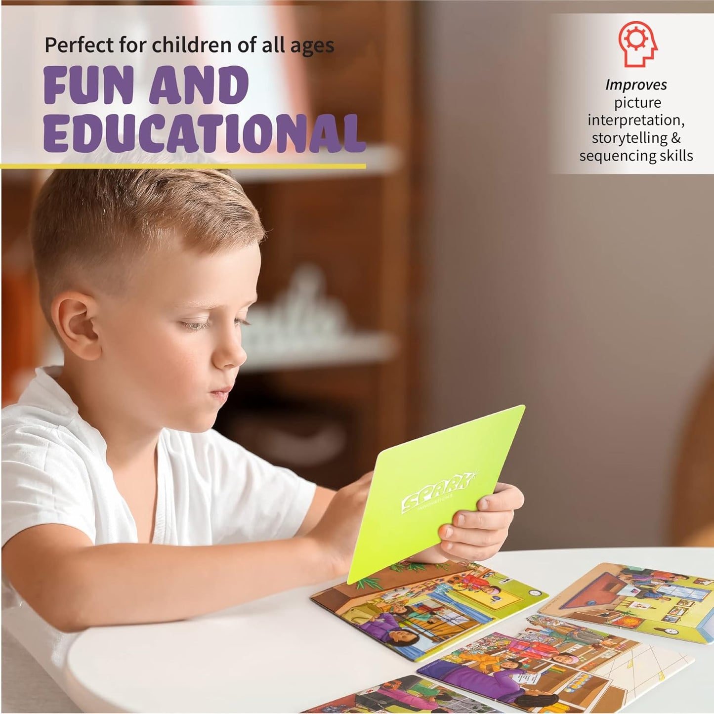 Sequencing Cards for Storytelling and Picture Interpretation Speech Therapy Games, Special Education Materials, Sentence Building, Spark Cards 1 and 2 Bundle