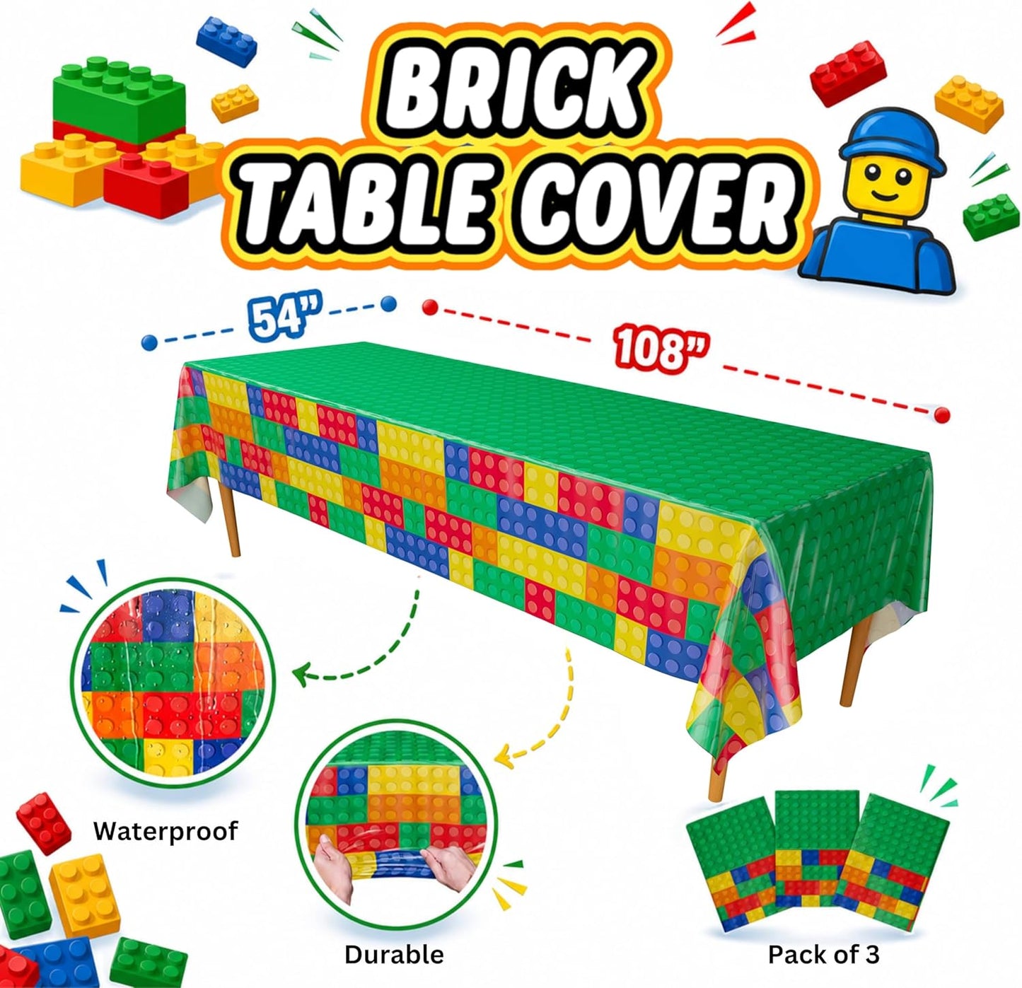 Blue Orchards Science Table Covers (Pack of 3) - 54"x108" XL - Science Birthday Party Decorations, Chemistry Party, Laboratory Theme Table Cloth