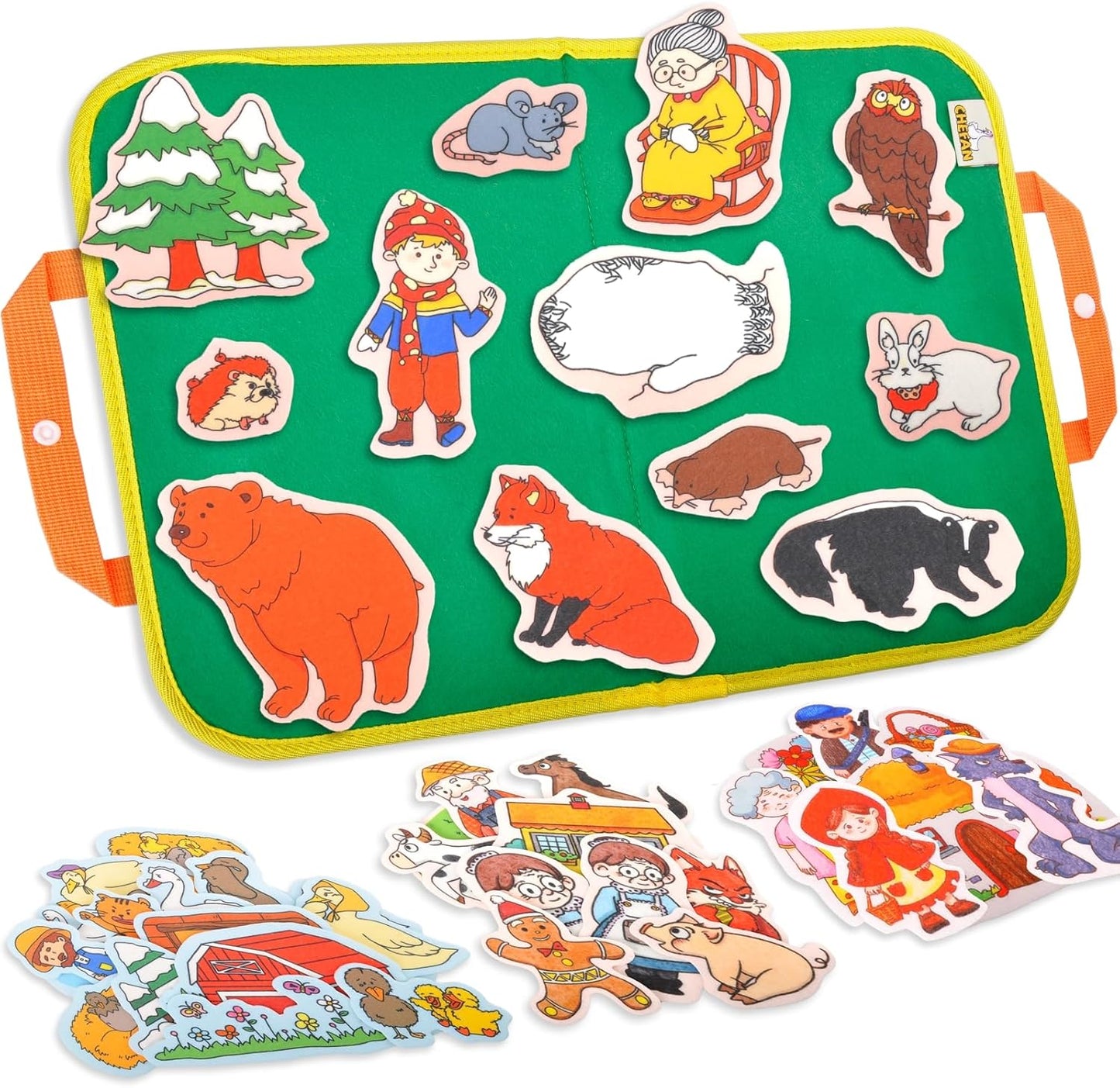 CHEFAN Felt/Flannel Board Story Set of 4, PRECUT Felt Pieces for Preschool Toddlers Circle Time,We are Going On A Bear Hunt, Mary Had A Little Lamb, Little Bo-Peep, Little Boy Blue