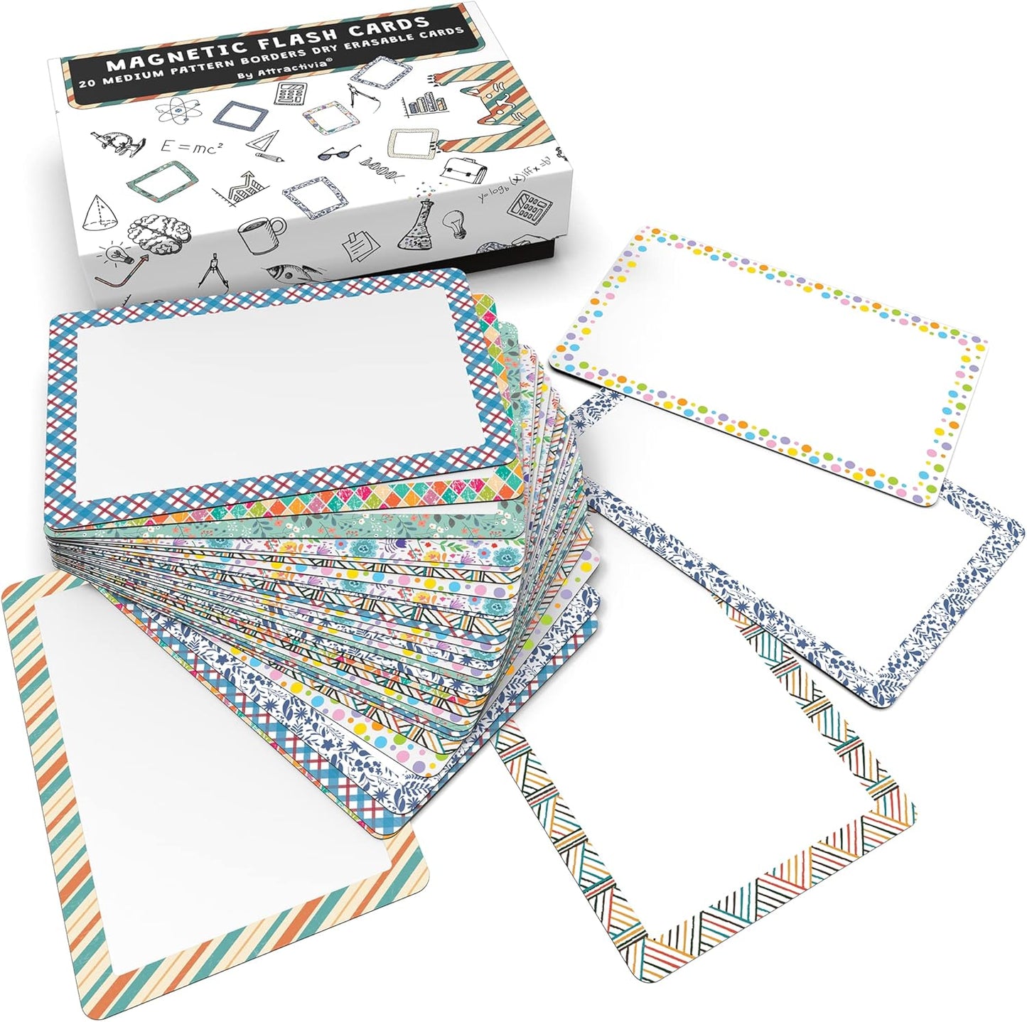 Attractivia Dry Erase Magnetic Labels 7.3 x 5.6 in, Dry Erase Magnets, 20-Pack, White Erasable Write-On All-Purpose Labels, for Office, Education, Home, Whiteboard