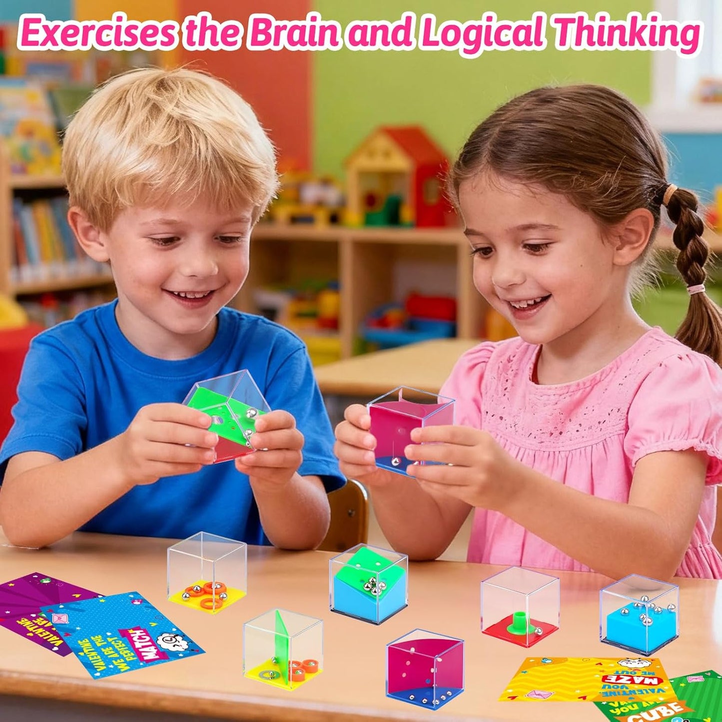 24PCS Mini Brain Teaser Puzzles Cubes Party Favors Bulk for Kids 4-8 8-12 Goodie Treat Bag Easter Basket Stuffers Classroom Treasure Chest Carnival Prizes Box Toys Pinata Filler Birthday Return Gifts