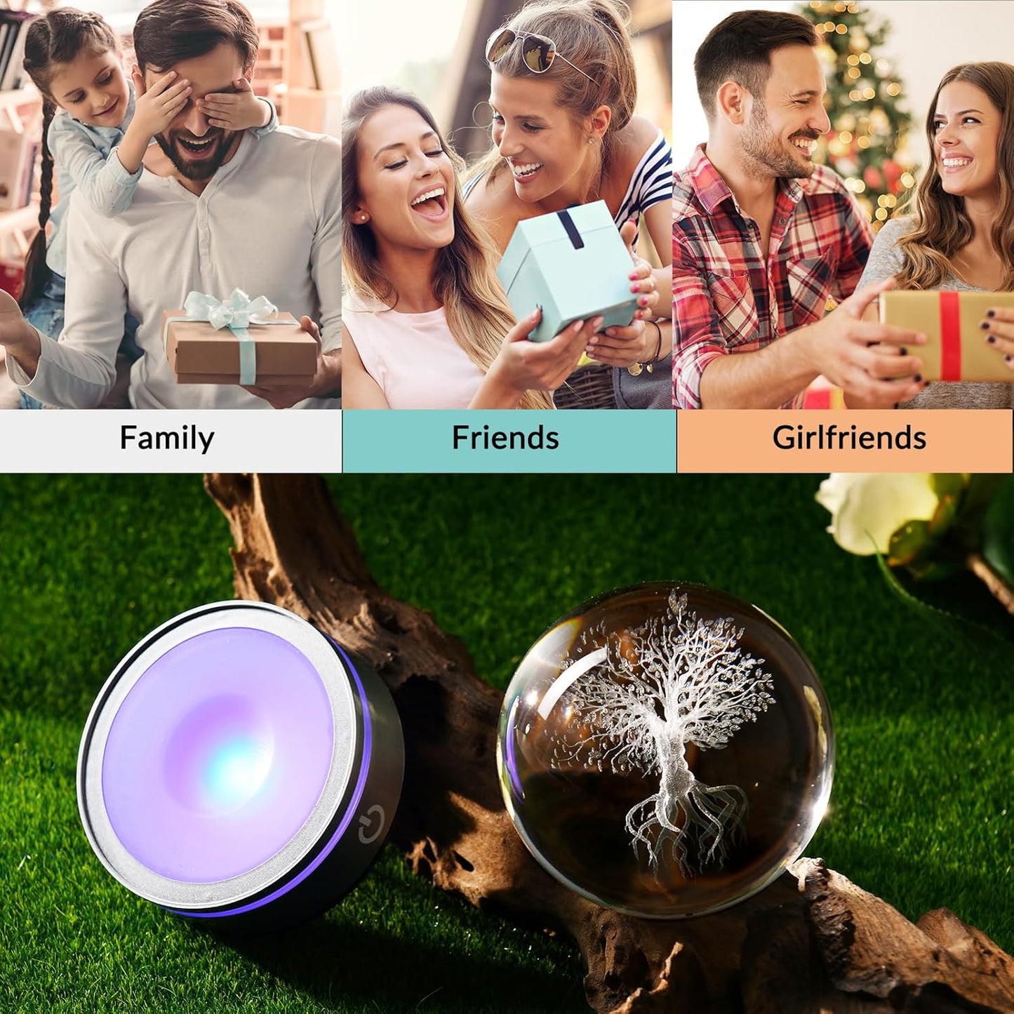 IFOLAINA 3D Solar System Crystal Ball Model Gift Space Astronomy Gift Planets Multicolor Universe Globe Ball Science Astrophysics Gift Night Light Kids Bedroom Adults Gift