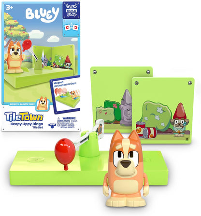 Tile Town Bluey Heeler Family Home 52-Piece Magnetic Tile Playset, Interactive STEM Magnetic Tiles Toys, Includes Bluey & Bingo Figures, Action Tiles