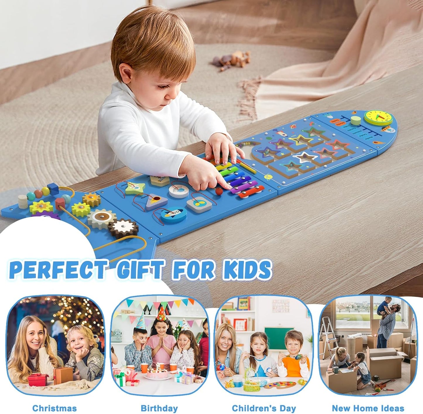 Spacocld Rocket Activity Wall Busy Board Panels - Sensory Wall Panel for Kids, Montessori Toddler Wall Activity Board(5PCS)