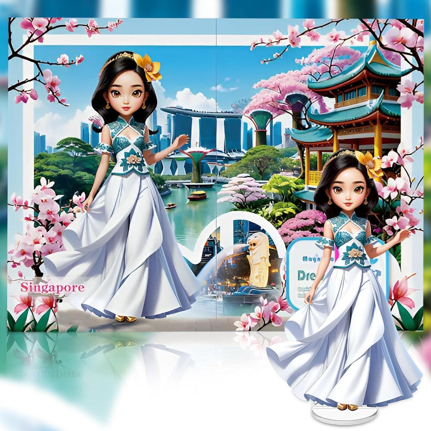 Magnetic Dress Up Dolls for Girls - Princess Magnet Paper Dolls Book with 3D City Buildings - Travel Car Trip Quiet Book Game Toys Easter Birthday Gifts for Kids Toddlers Ages 3 4 5 6 7(Style C)