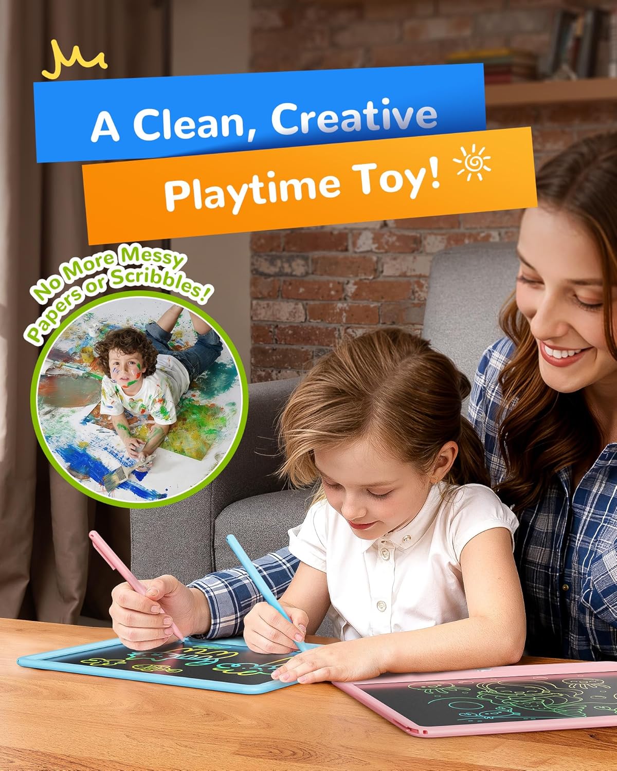 KOKODI LCD Writing Tablet, 12 Inch Colorful Toddler Doodle Board Drawing Tablet, Erasable Reusable Electronic Drawing Pads, Educational and Learning Toy for 3-6 Years Old Boy and Girls(Blue)