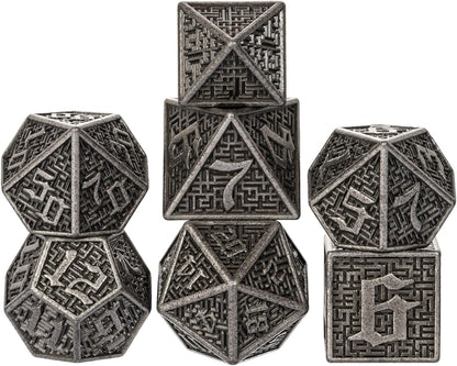 UDIXI Steampunk Metal Dice Set, 7 Die Polyhedral DND Dice Set for D&D Role Playing Game and Math Teaching (Ancient Copper)