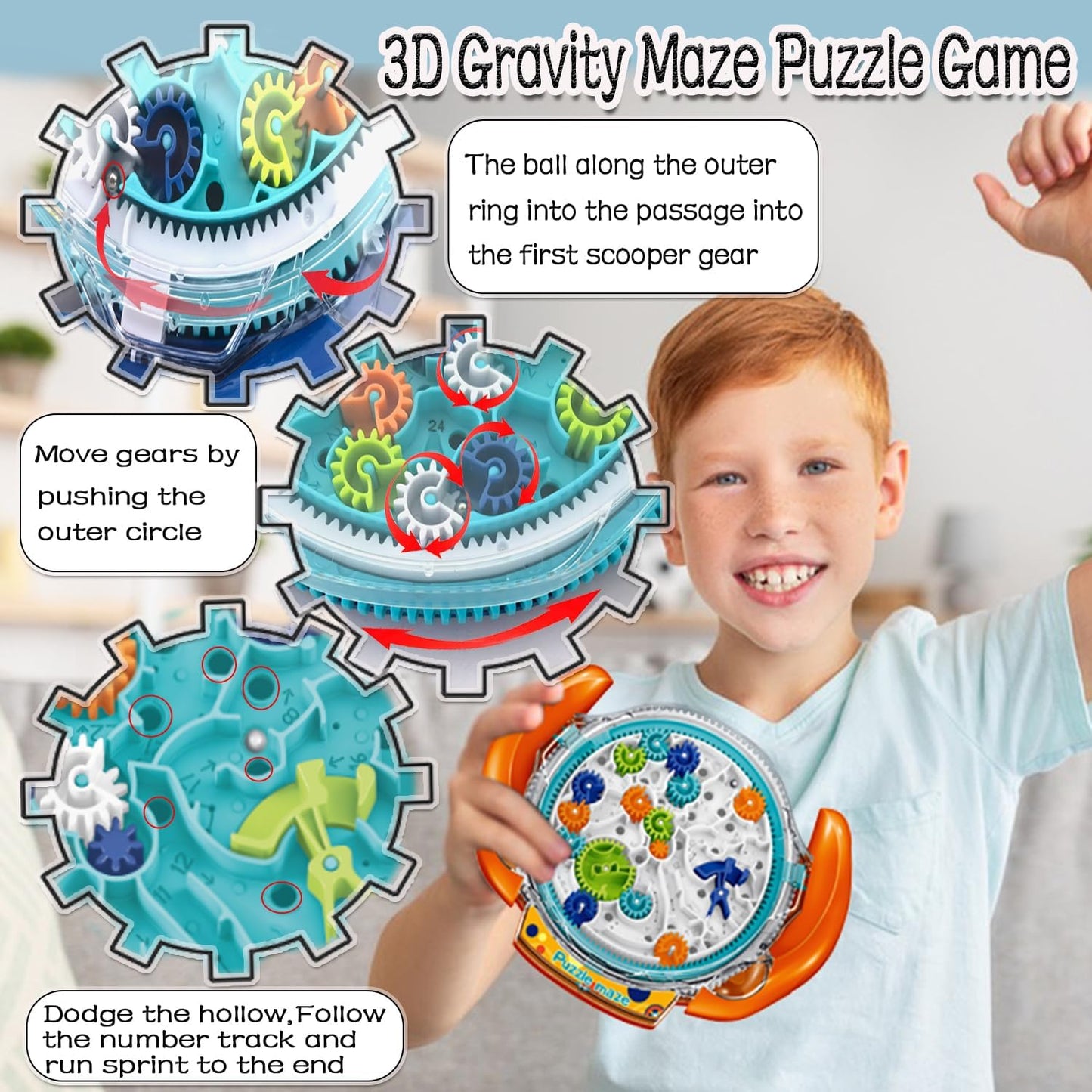 JRD&BS WINL The Ultimate Mind Puzzles for Ages 8-10 Challenge 3D Maze Game Brain Teaser Puzzles Toys for Children Teens and Adult Fun Travel Game for Kids Toys Labyrinth Game Marble Maze (Blue)