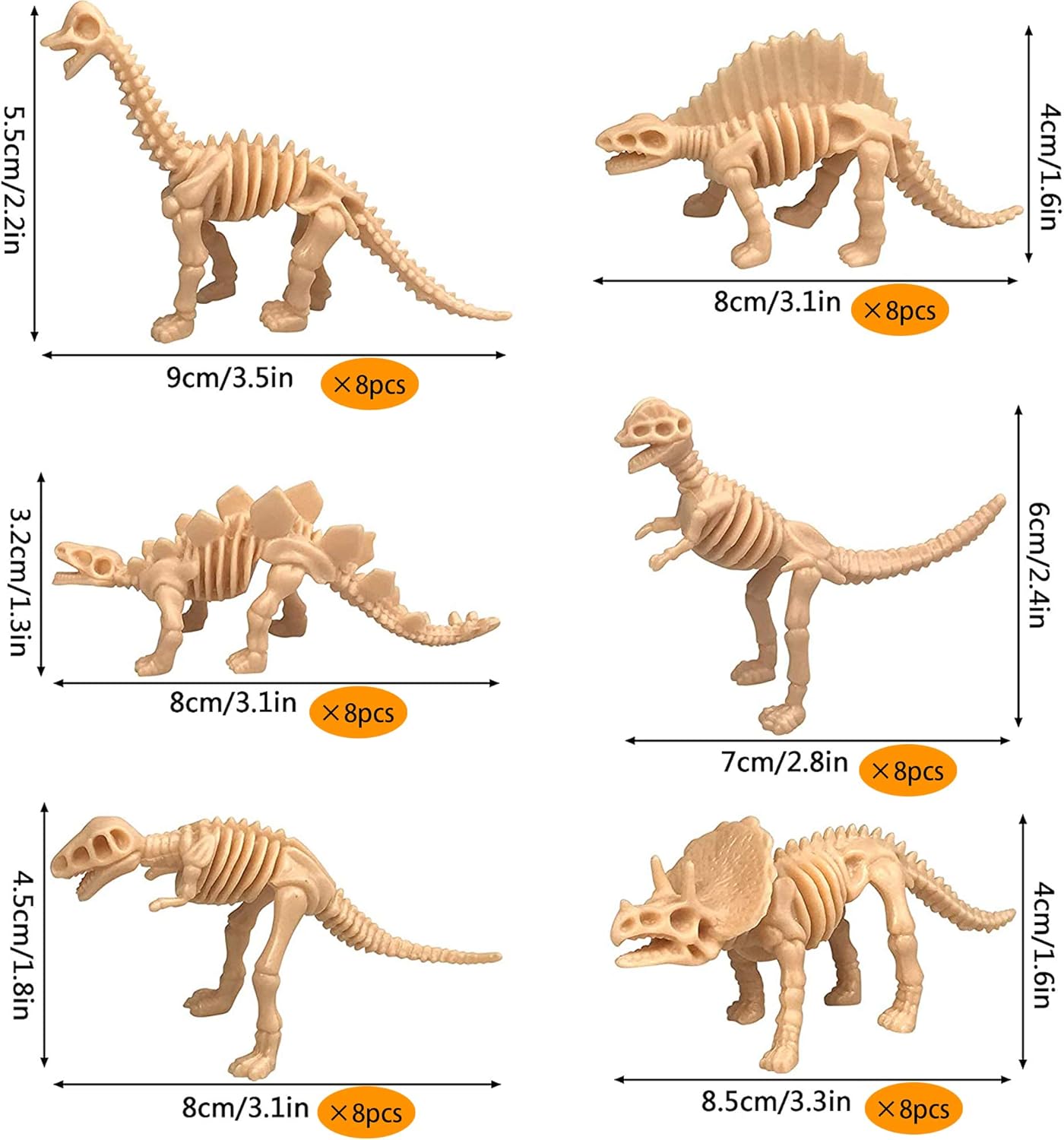 48PCS Dinosaur Fossil Skeleton Dinosaur Skeleton Toys Dino Sand Dig Party Favor Decorations