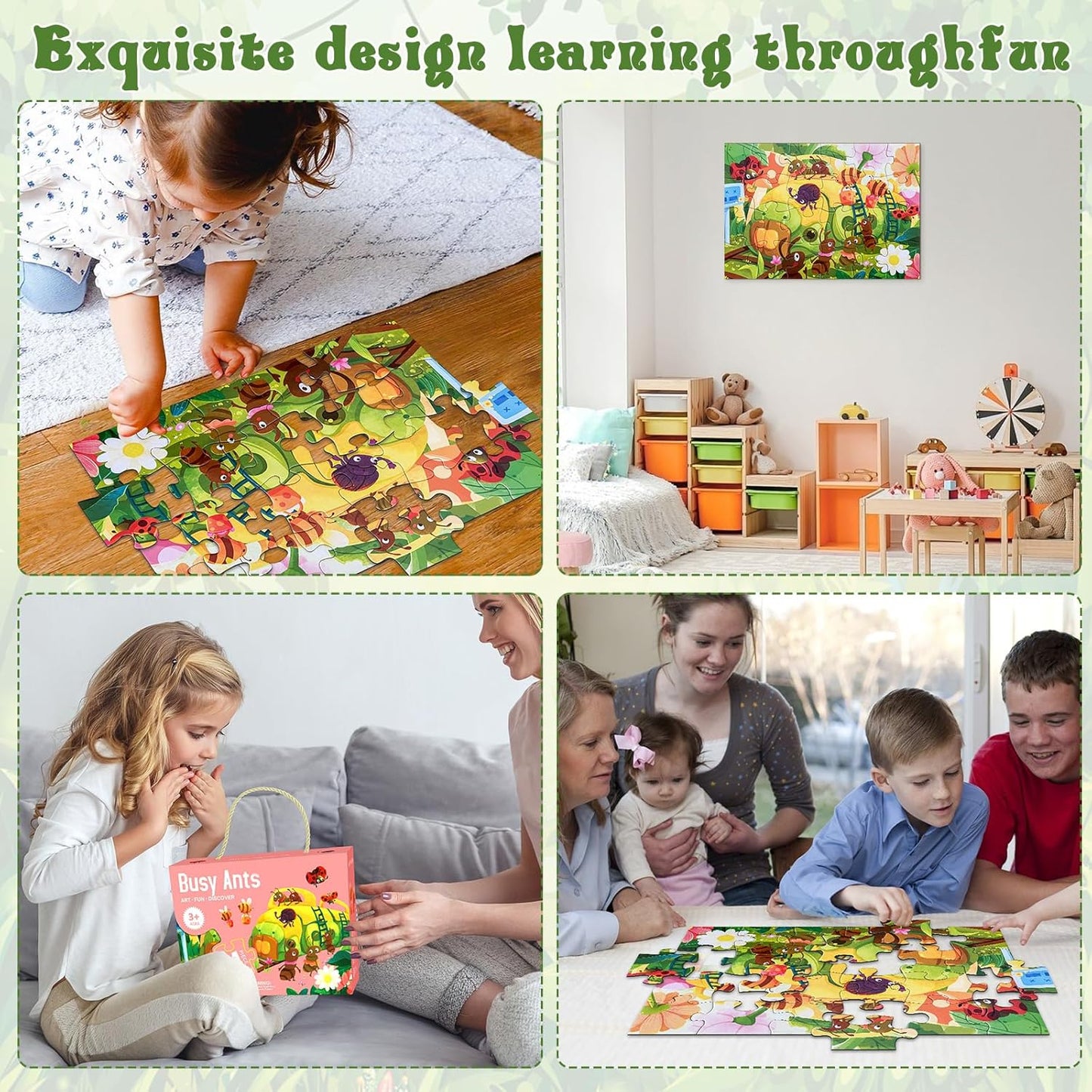 Jumbo Floor Puzzle for Kids, Large Jigsaw Puzzles 24 Piece for Kids Ages 3-5,Preschool Learning & Education Toys, Gifts for 4-8 Year Old Boys and Girls (Jungle Animals)