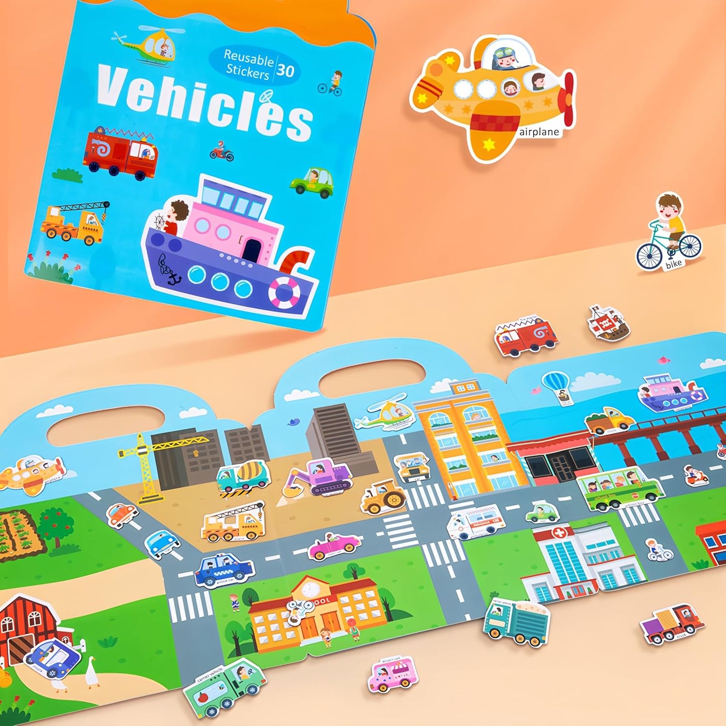 Magnetic Playset Portable Playboard, Cute Farmhouse Animal Reusable Magnets Sticker Books for Toddlers 3-5 Years, 34 PCS Refrigerator Magnets for Kids Girls Boys Perfect Preschool Learning Travel Toy