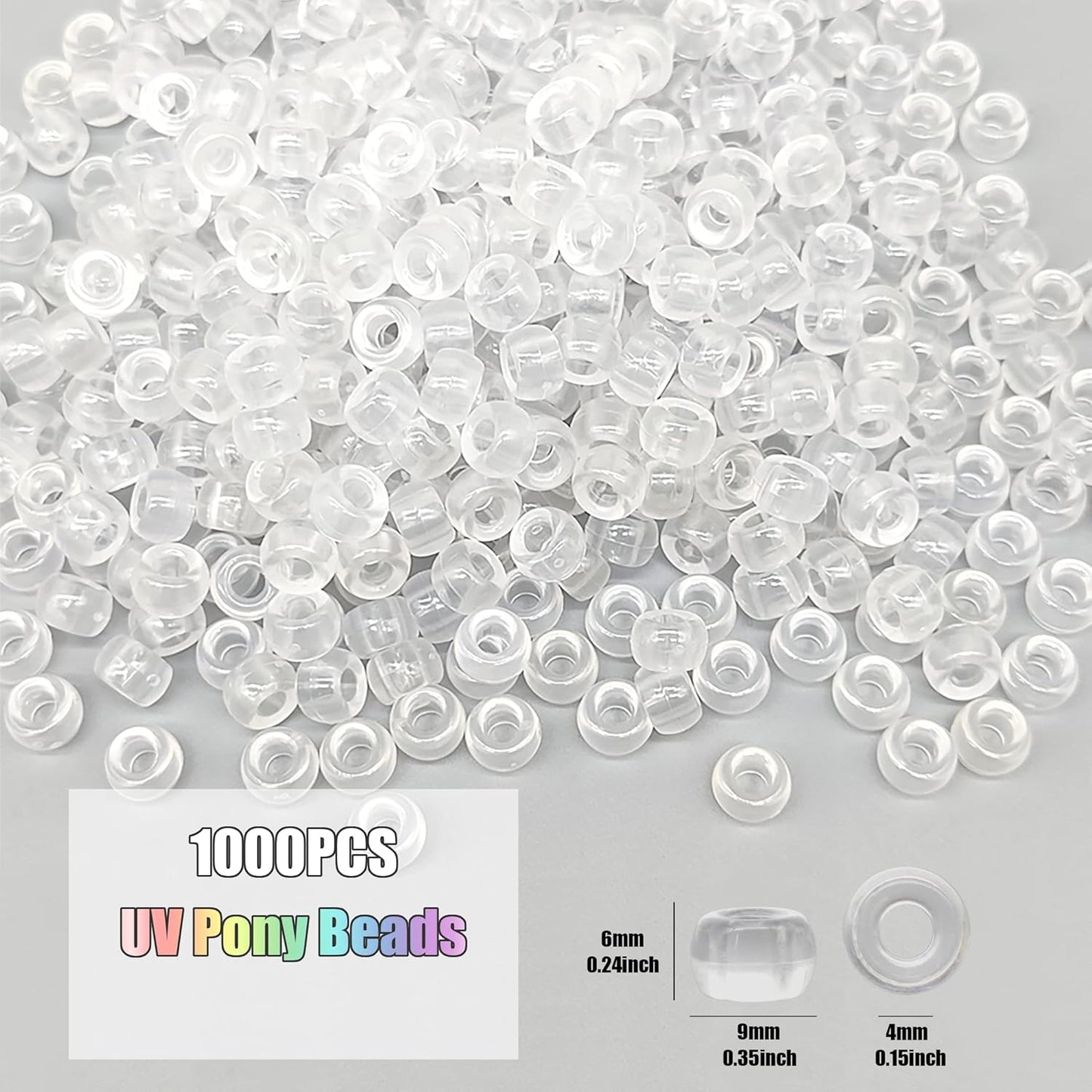 Auvoua 1000Pcs Pony Beads Bracelet 9mm Yellow Plastic Barrel Pony Beads for Necklace,Hair Beads for Braids,Key Chain,Jewelry Making (Yellow)