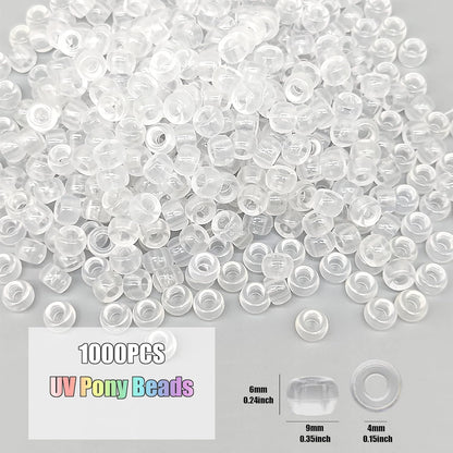 Auvoua 1000Pcs Pony Beads Bracelet 9mm Yellow Plastic Barrel Pony Beads for Necklace,Hair Beads for Braids,Key Chain,Jewelry Making (Yellow)