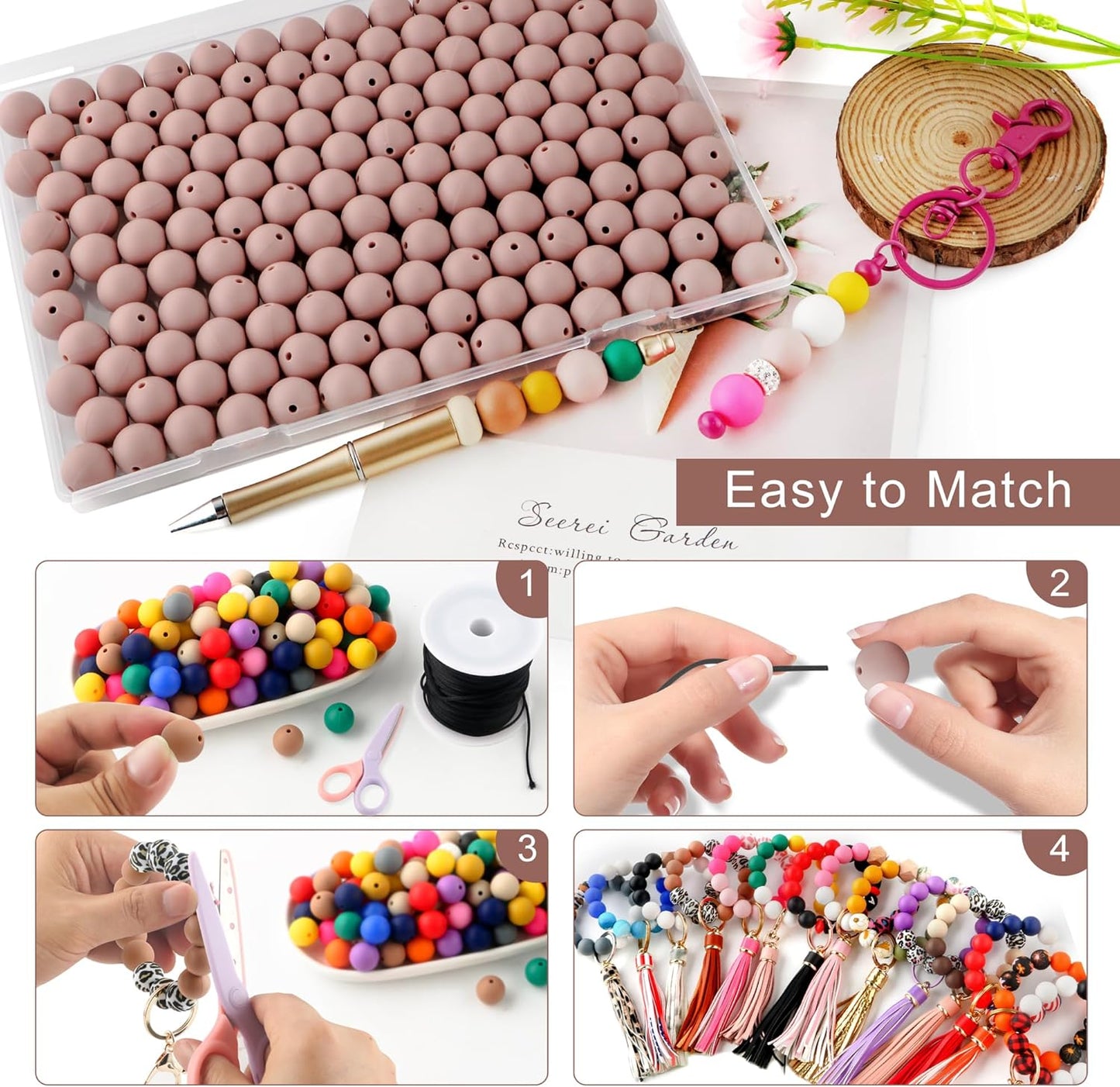 65Pcs 19mm Silicone Beads for Keychain Making Bracelet Necklace, Bulk Round Silicone Beads for Pens（Christmas Green） - Colors B