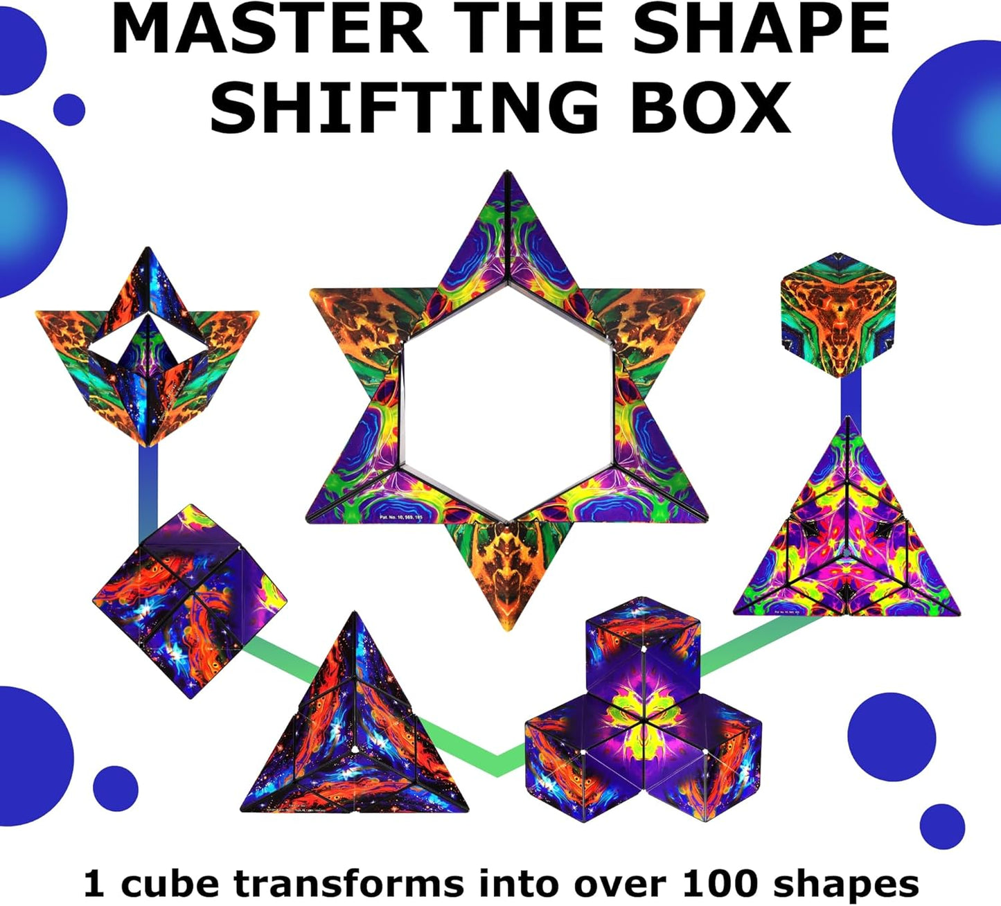 Shashibo Octa Shape Shifting Box - STEM Fidget Toy with Ultra Strong Magnets, Perfect Sensory Gift for Kids, Teens, and Adults – Pairs w/All Shashibo Cubes (Infinity)