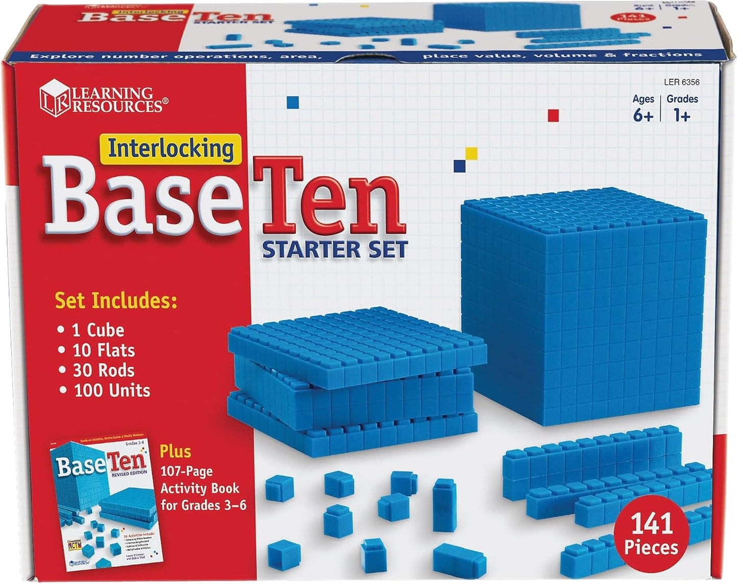 Learning Resources Interlocking Base Ten Starter Set, Early Math, Counting, Connecting Blocks, 141 Piece Set, Ages 6+