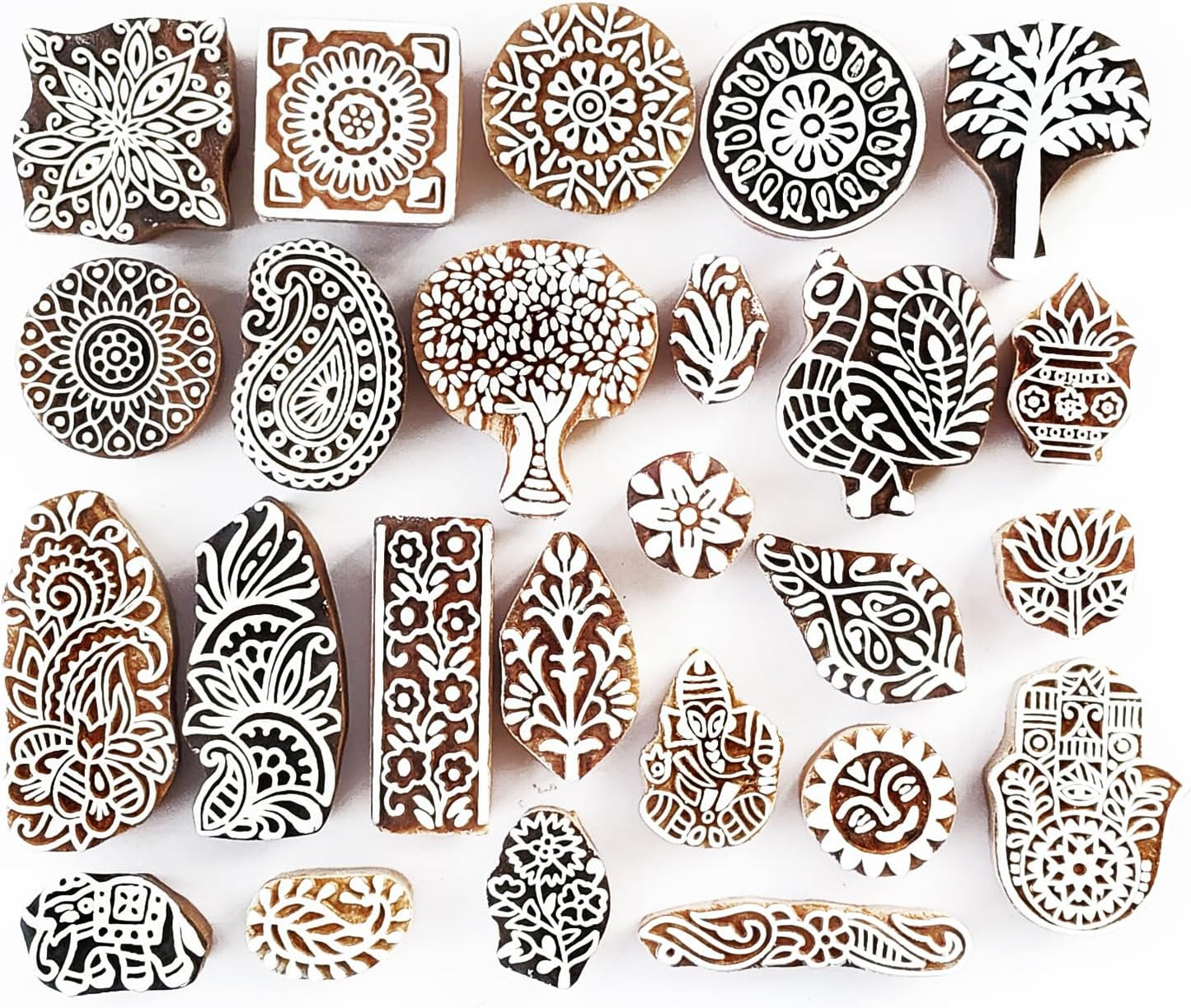 Royal Kraft Assorted Wooden Block Printing Stamps (Set of 10) Bulk01_10