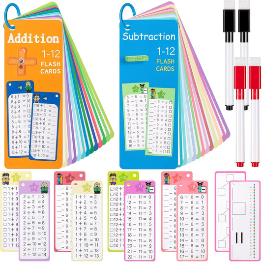 30Pcs Multiplication and Division Flash Cards, Math Flash Card with 4 Dry Erase Pens 2 Rings, Time Table Flash Cards for 1st to 3rd Grades Fun Learning with Math Game