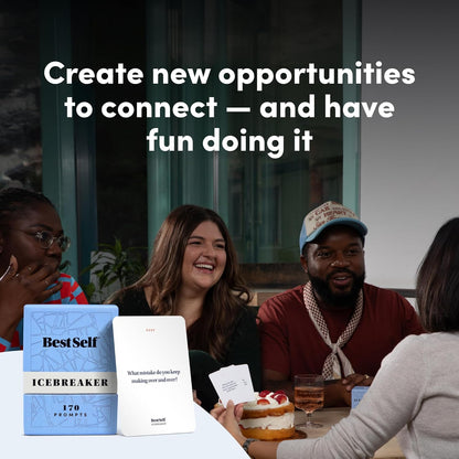 BestSelf Icebreaker Deeper Talk Deck - Conversation Starter Card Pack to Deepen Friendships with 170 Prompts to Create Real Conversations for Friends, Coworkers, Family, Dates