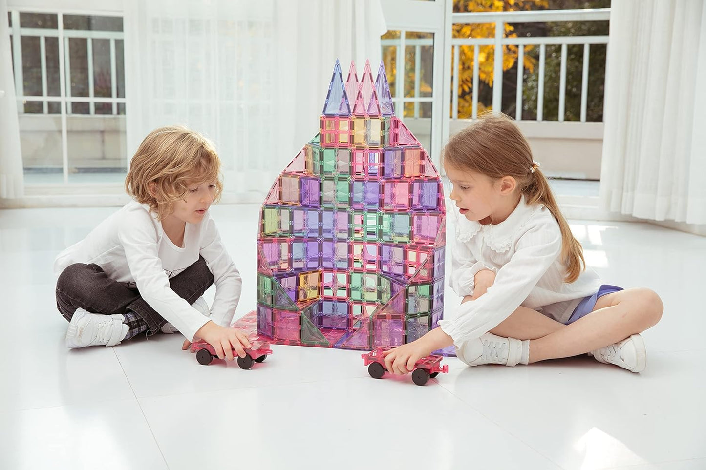 MEGAGONTILES Marble Run Magnetic Tiles Set 120PCS | STEM-Authenticated Magnetic Building Blocks with Marble Track Pieces | Educational Construction Toy for Kids Ages 3–8 (Boys & Girls)