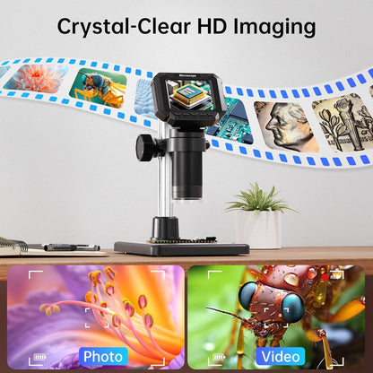 4.3" Coin Microscope for Error Coins (Detail View Only), 1000X Digital LCD Magnifier with Anti-Glare Side Lights, 1080P USB PC View (Win/Mac), Rechargeable Scope for Numismatic Grading