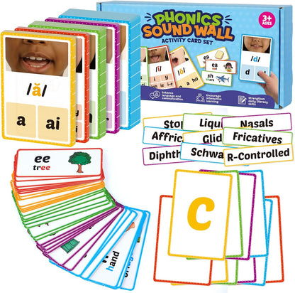 Phonics Sound Wall Set,Letter Sounds Sight Words Flash Cards,Learn to Read Sounds Phoneme Speech Therapy Materials,Phonics Games for Kids Kindergarten,Phonemic Awareness Speak Spell Learning Activity