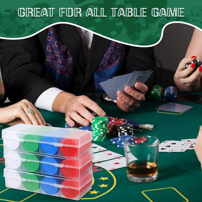 Lewtemi Set of 300 Opaque 1.45 Inch Plastic Poker Chips Plastic Learning Counting Counters Poker Chips Tokens with Storage Box for Adults Casino Card Play Learning Math(Blue, Red, Green, White)