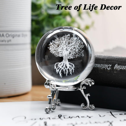 IFOLAINA 3D Solar System Crystal Ball 60mm Laser Engraved Glass Sphere Home Decor with Stand Solar System Planet Model Decor Space Universe Gifts for Astronomy Lovers