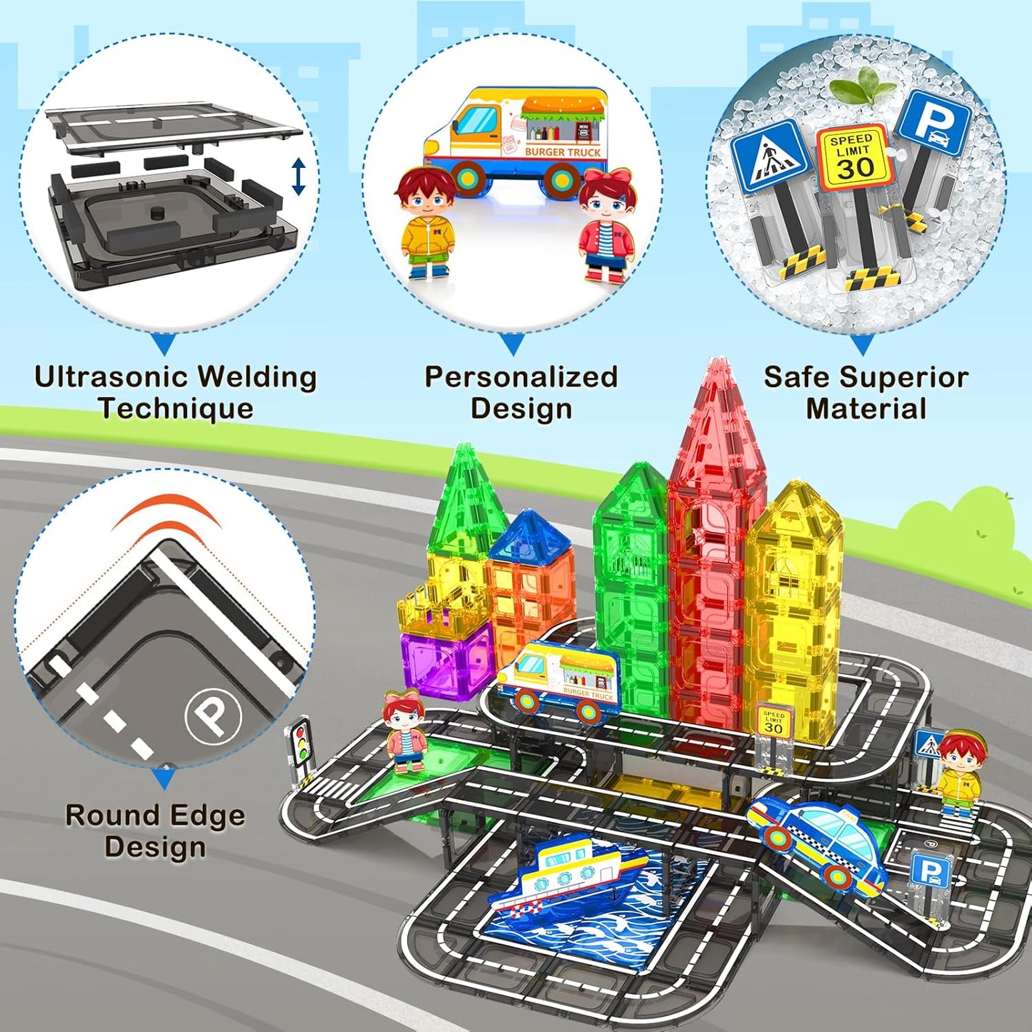 Magnetic Tiles Farm Animals Toddler Toys, STEM Magnet Building Blocks for Kids Ages 3-5 5-7 4-8, Preschool Montessori Sensory Toys Gifts for 3+ Year Old Boys & Girls