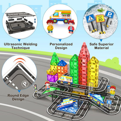 Magnetic Tiles Farm Animals Toddler Toys, STEM Magnet Building Blocks for Kids Ages 3-5 5-7 4-8, Preschool Montessori Sensory Toys Gifts for 3+ Year Old Boys & Girls