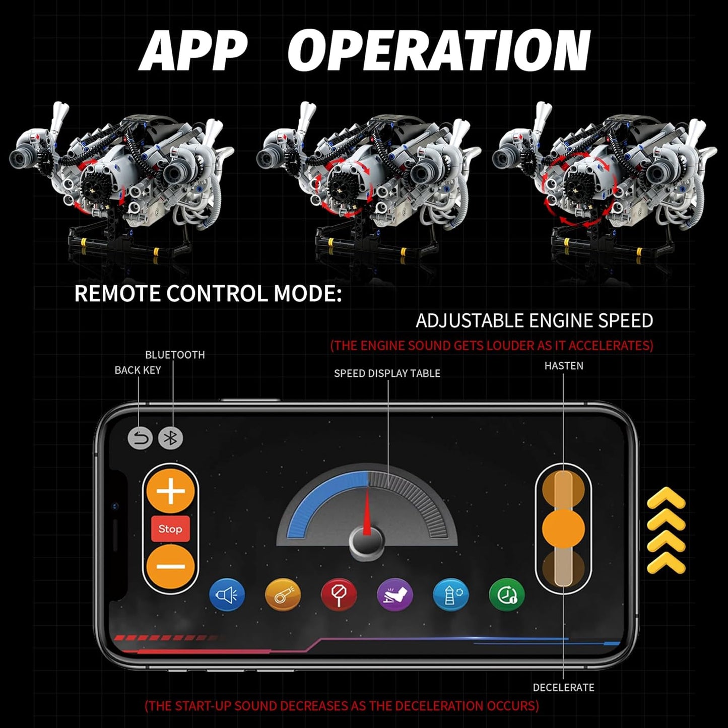 V8 Engine Model Kit that Runs,Visible Building Toys with APP Control, Motor & LED Light, Mini Engine kit for Adults & Boys Kids 14+ Years Old (770PCS)