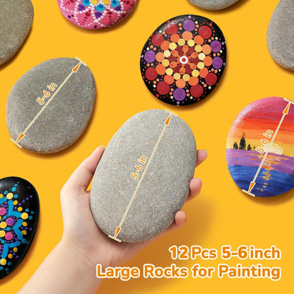 Simetufy 15 Pcs Rocks for Painting, River Rocks to Paint, 2"-3" Flat Painting Rocks, Smooth Rocks for Crafts, Natural Stones for DIY, Kindness Rocks Garden Decoration