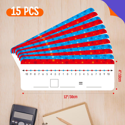 8 Packs Magnetic Number Line Boards, Dry Erase Writable and Erasable Math Board Addition & Subtraction White Board Magnets for Kids, Students, Classroom and Home (Each Measures 12” x 3.5”)