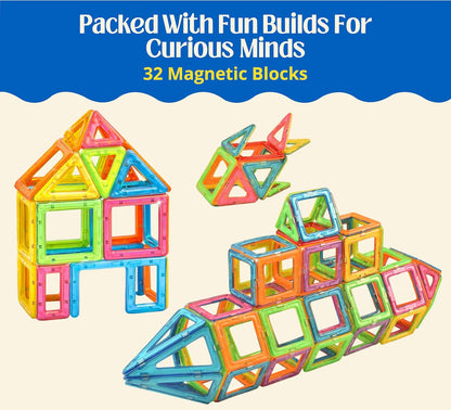 6-in-1 STEM Robotics Kit for Kids 6-12 – Build 5 Real Moving Robots + 32 Magnetic Blocks, Engineering Science Toy with Tools, Educational Gift Set for Boys & Girls