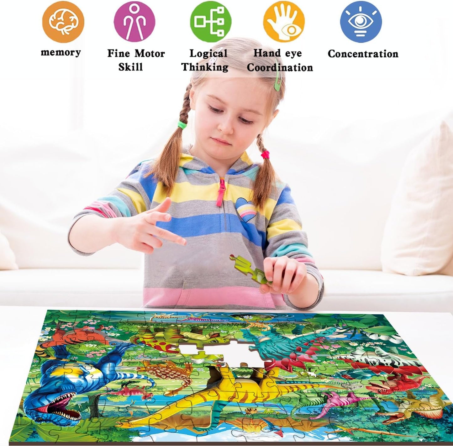 Puzzles for Kids Ages 4-8 Year Old,100 Piece Dinosaur Jigsaw Puzzle for Toddler Children Learning Educational Puzzles Toys for Boys and Girls - Every Piece is Unique