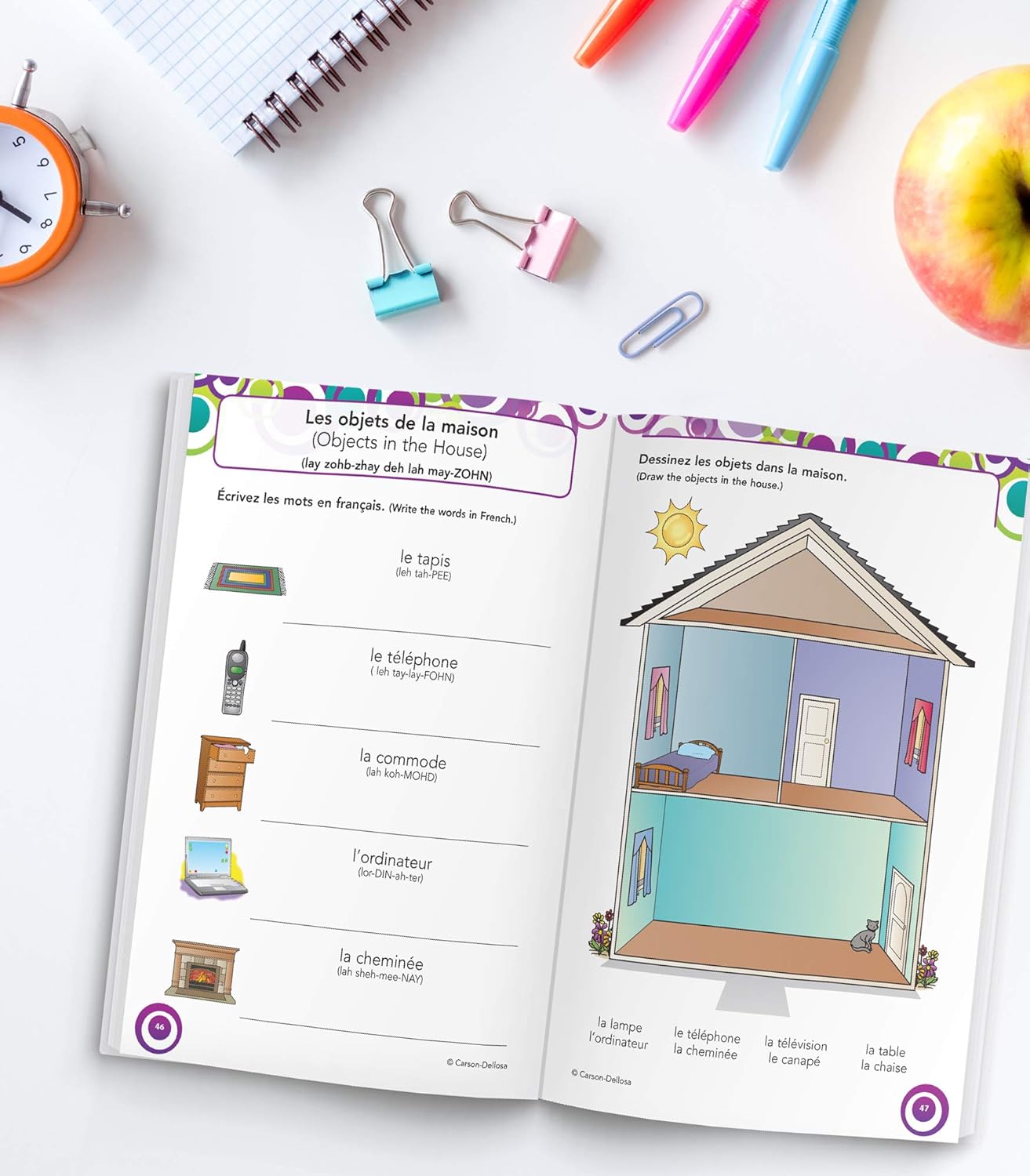 Carson Dellosa Skill Builders K-5 French Workbook, Alphabet, Vocabulary, Numbers, Geography, and More, Kindergarten to 5th Grade Classroom or Homeschool Curriculum