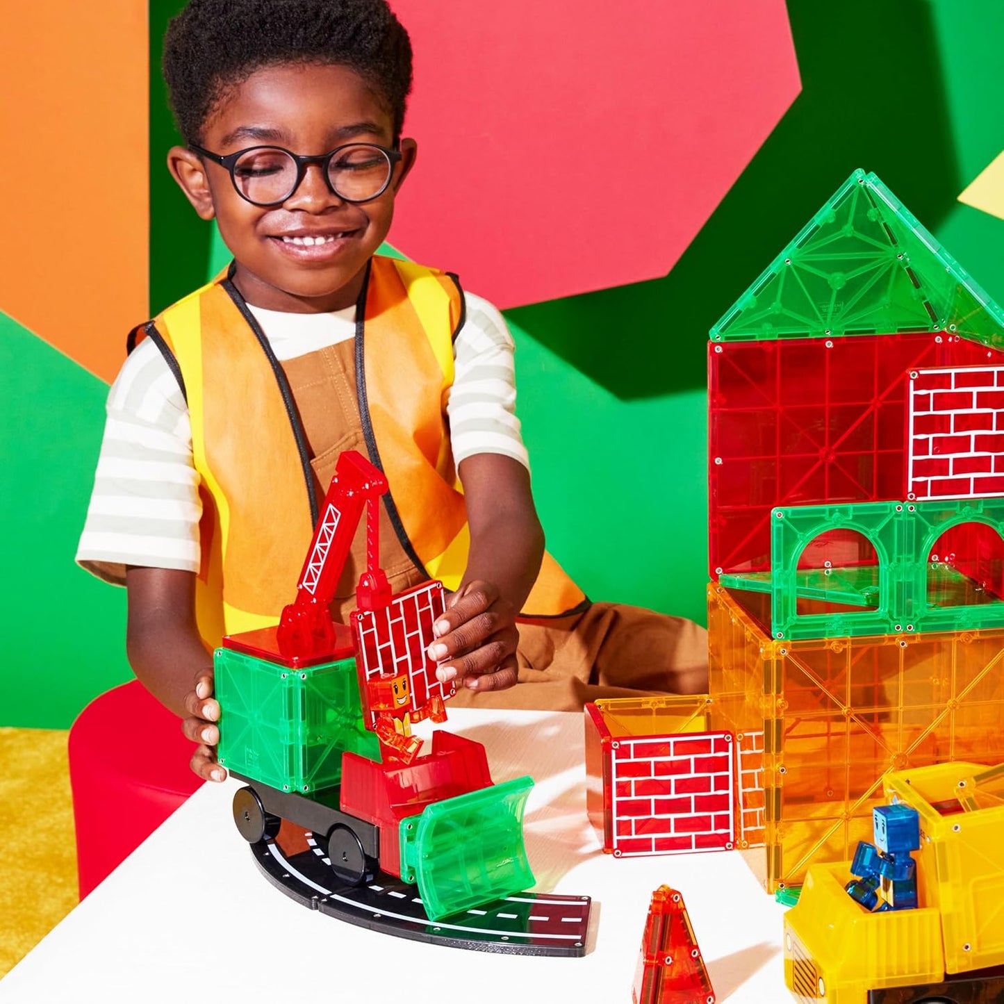 Magna-Tiles Builder XL 50-Piece Magnetic Construction Set, The Original Magnetic Building Brand