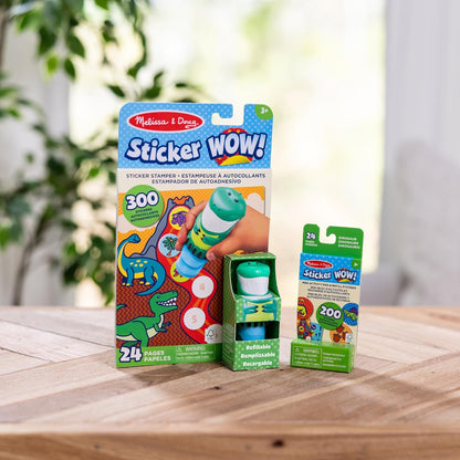 Melissa & Doug Sticker Wow!™ Sticker Stamper and 24-Page Activity Pad, 300 Stickers, Arts and Crafts Fidget Toy Collectible Character – Dinosaur - for Kids Ages 3+ - FSC Certified