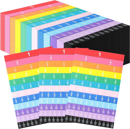 Sayglossy 6 Sets Fraction Tiles Set for Classroom Rainbow 11.8 x 8 in Fraction Strips Bars Math Manipulatives Montessori Math Materials for Home Learning School Educational (Set of 78) (Vivid Color)
