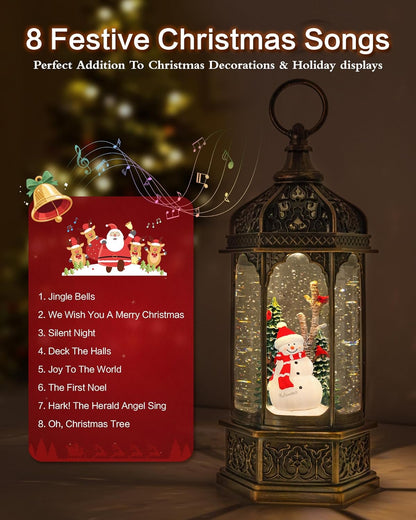 Extra Large Christmas Snow Globes Christmas Lantern, 12.99" Musical Snow Globe with 8 Songs, Santa Snowglobe for Kids Adults, 6H Timer Dual Power, Lighted Christmas Decorations Indoor Gifts