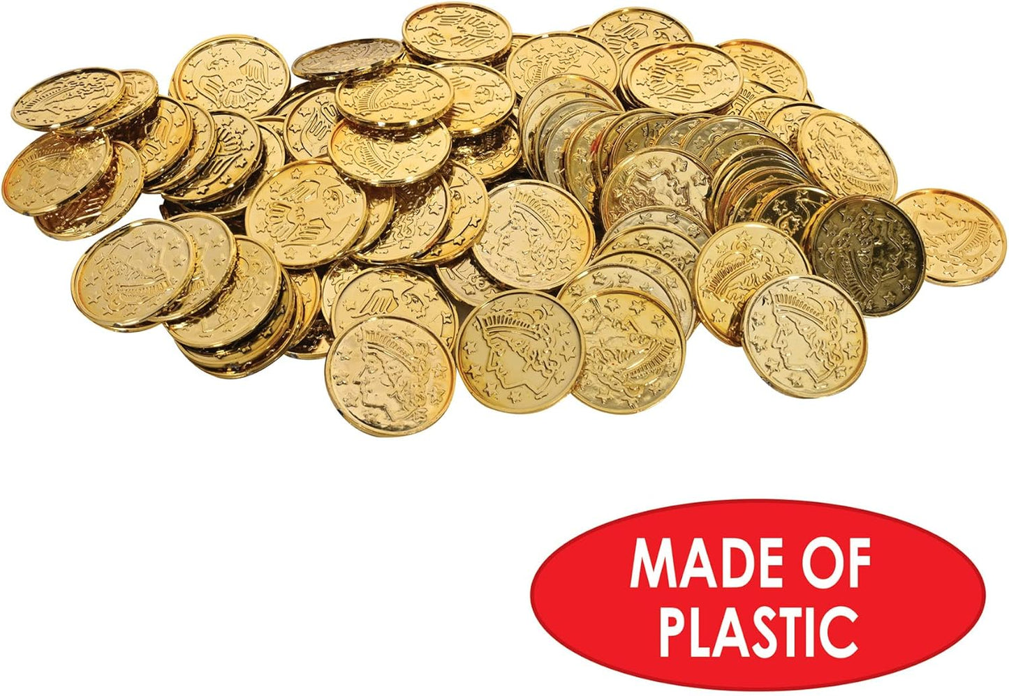 Beistle 200 Piece Embossed Plastic Coins For Pirate Treasure Chest Favors, Casino Theme Decorations