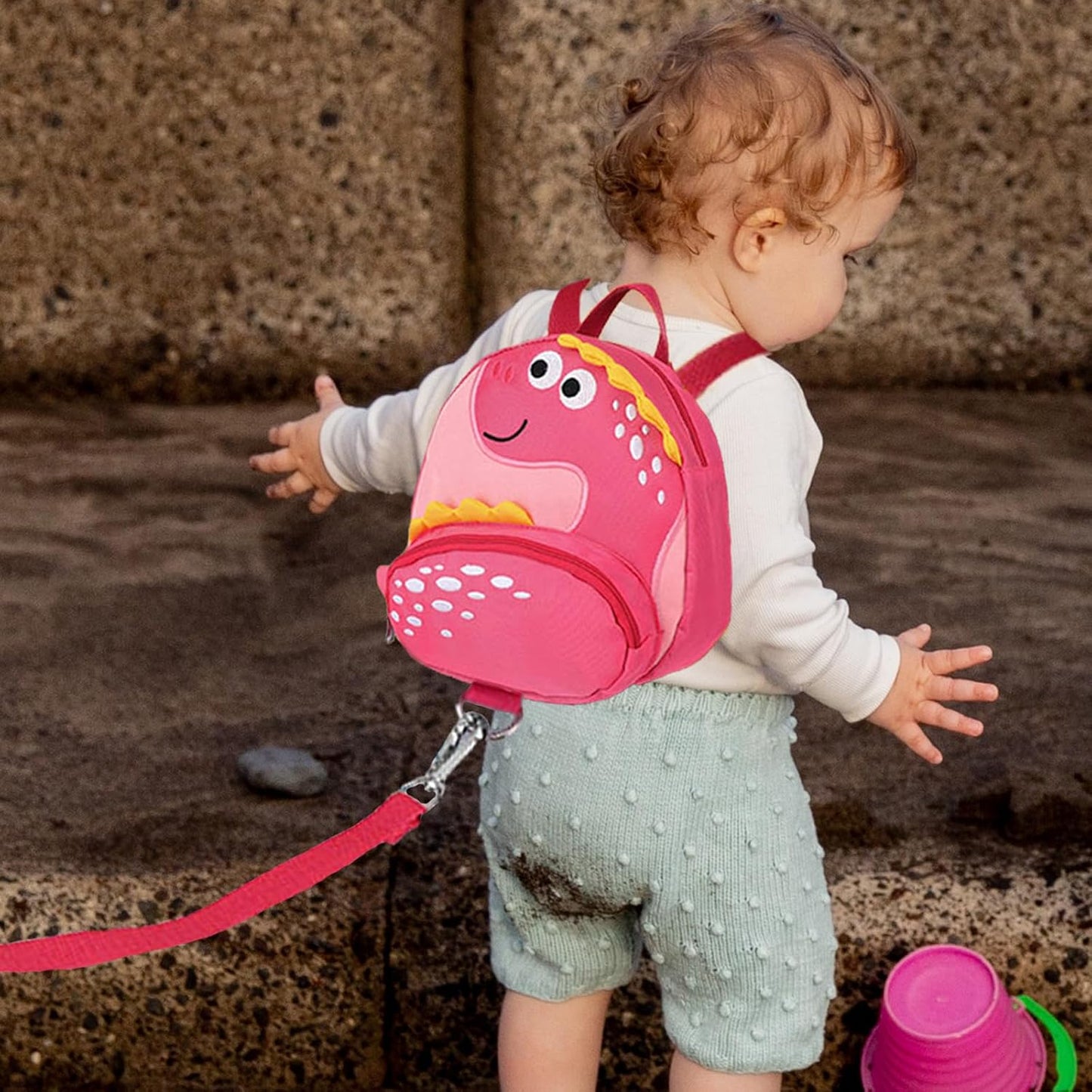 Accmor Toddler Harness Backpack Leash, Cute Dinosaur Backpacks with Anti Lost Wrist Link, Cute Mini Child Backpack Wristband Tether Strap and Protection Leashes for Boys Girls Aged 1-3 Years