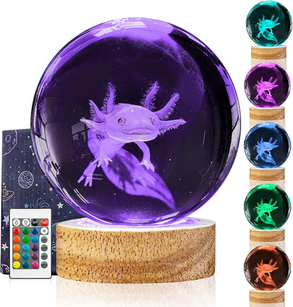 3D Solar System Crystal Ball Night Light with 16 Color Wooden LED Base Upgraded 3.15 In Galaxy Planets Ball Lamp with Remote for Birthday Christmas, Astronomy Space Gifts for Boys Girls Kids