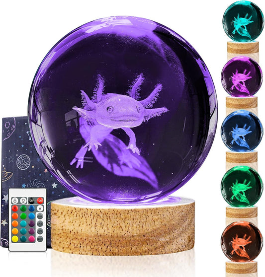 3D Solar System Crystal Ball Night Light with 16 Color Wooden LED Base Upgraded 3.15 In Galaxy Planets Ball Lamp with Remote for Birthday Christmas, Astronomy Space Gifts for Boys Girls Kids