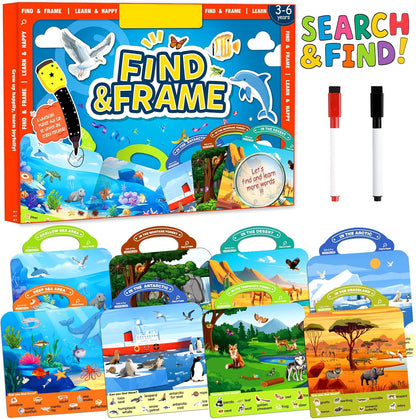 Search and Find Books for Kids 3-5, Reusable Preschool Learning Activities, Perfect Road Trip Essentials, Educational Toys, 28 PCS Busy Books for 3 4 5 6 Year Old Boys Girl Christmas Birthday Gifts