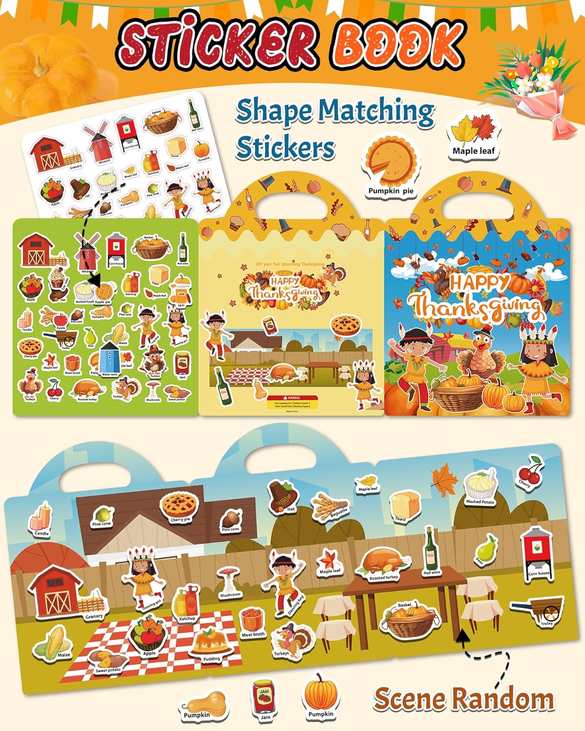 Benresive Reusable Sticker Books for Toddlers, Fun Travel Stickers for Kids, Toddler Sticker Book, Crafts Activities for Toddlers, 3 and Up Birthady Gifts - Vehicle