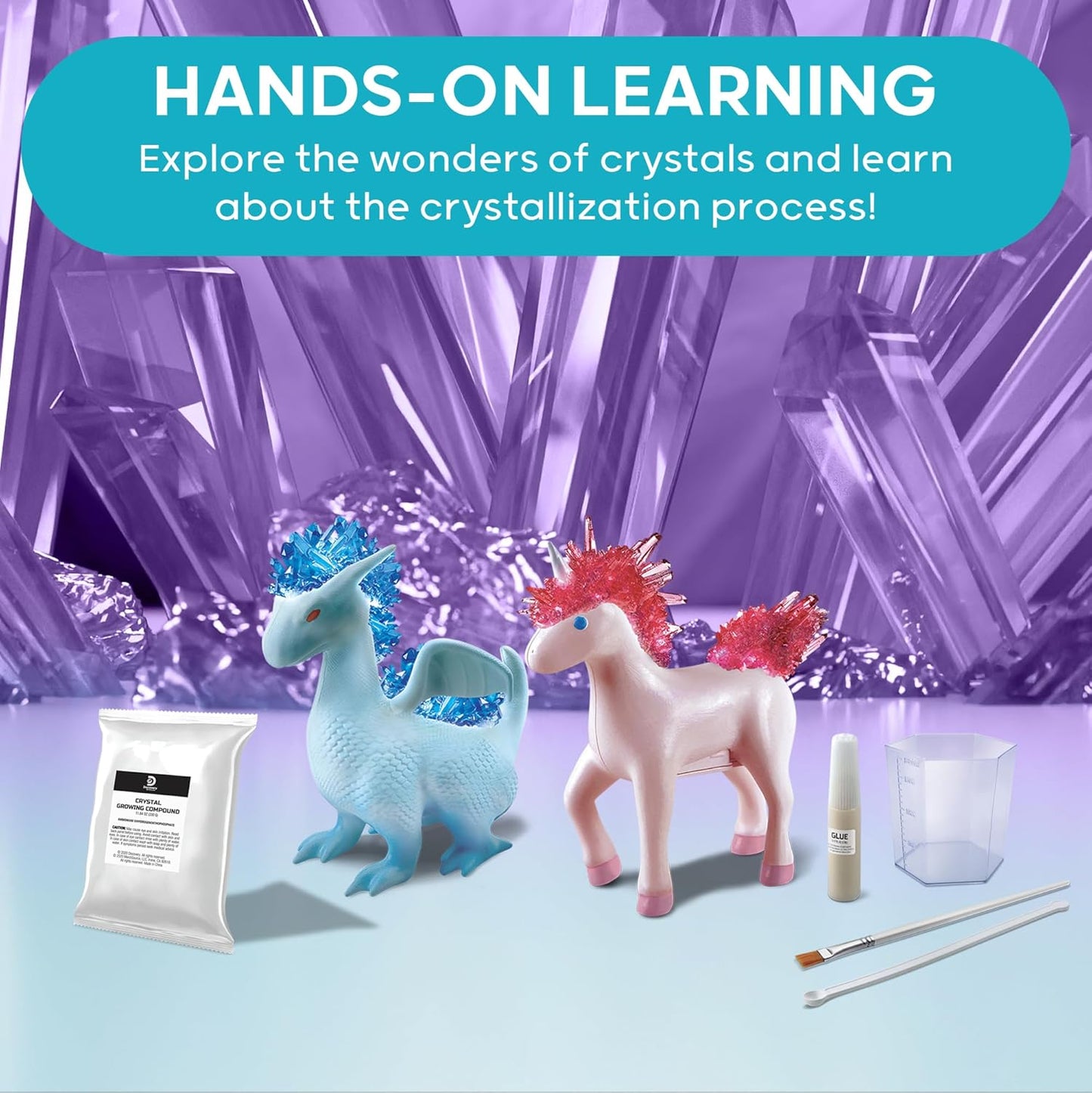 Discovery™ Dragon & Unicorn Crystal Grow Kit, DIY STEM Activity Set, Educational Arts & Crafts for Kids, Children's Chemistry & Science Learning Toy, Fun & Safe Science Project Gift Ages 8+