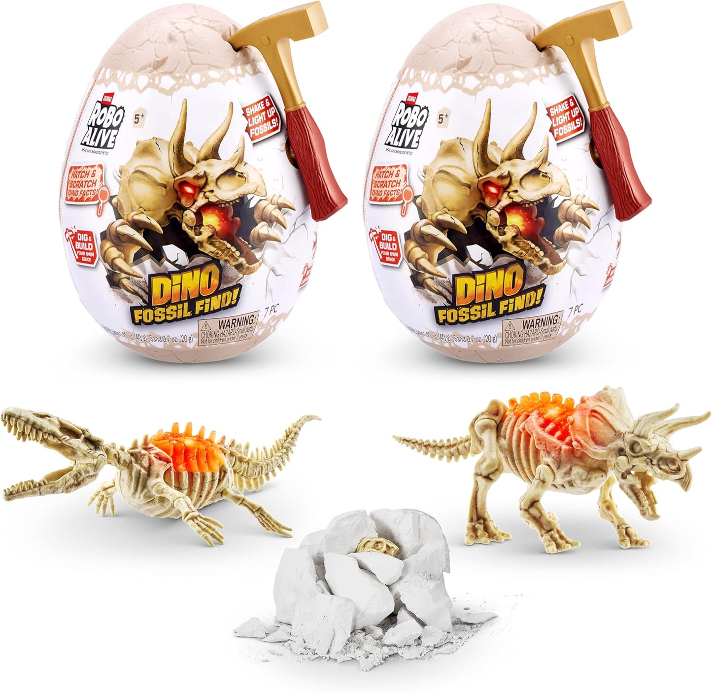 Robo Alive Mini Dino Fossil Find (2 Pack, T-Rex & Brontosaurus) by ZURU Boys 5+ Dig and Discover, STEM, Excavate Prehistoric Fossils, Educational Toys, Great Science Kit Gift for Girls and Boy