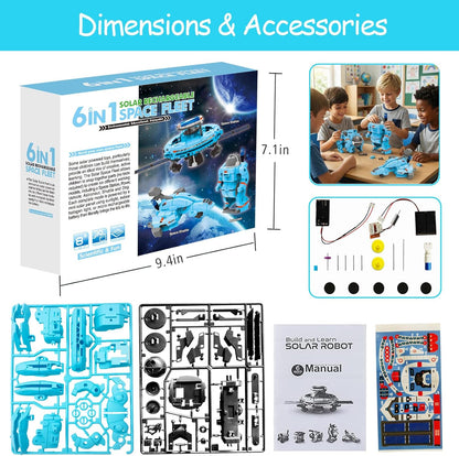 6-in-1 Solar Robot Building Kit for Boys Aged 8-13, Educational Robotic Toys for Kids, Science Kits STEM Toys Birthday Gifts for 8 9 10 11 12 Years Old Boys Girls Teens